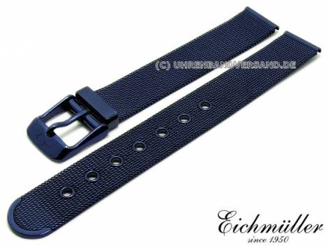 Watch strap 14mm dark blue stainless steel mesh polished fine structure with buckle by BandOh - Bild vergr��ern 