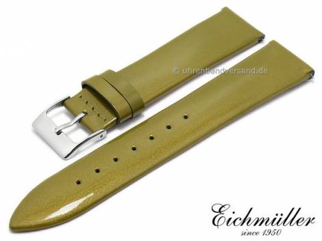 Watch strap 20mm EASY-CLICK olive green patent leather fashion by BandOh (width of buckle 18 mm) - Bild vergrern 