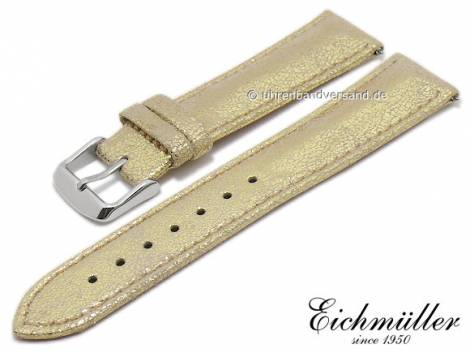 Watch strap 18mm golden metallic leather with easy change spring bars stitched by BandOh (width of buckle 16 mm) - Bild vergr��ern 
