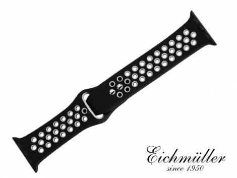 Watch strap 44mm black-grey silicone suitable for APPLE-smart watches fashion design from EICHMUELLER - Bild vergrern 