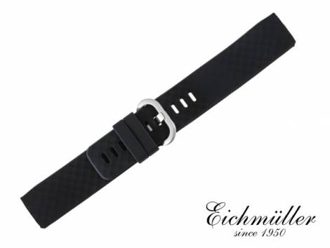 Watch strap black silicone with light pattern suitable for FITBIT Charge 3 Tracker from EICHMUELLER - Bild vergrern 