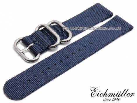 Watch strap 20mm dark blue textile military look ZULU NATO design by EICHM�LLER - Bild vergr��ern 