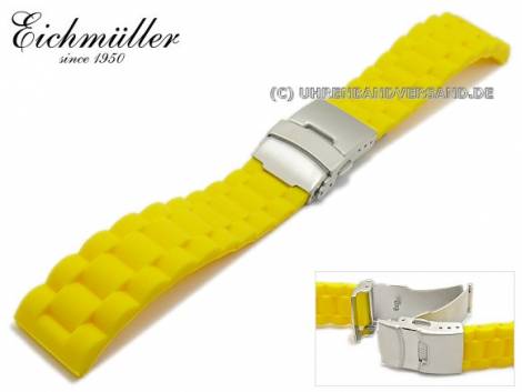 Watch strap 18mm yellow silicone metal strap look with clasp by EICHM�LLER - Bild vergr��ern 