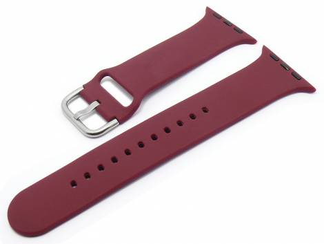 Watch strap 44mm bordeaux silicone suitable for APPLE-smart watches smooth matt by EICHMLLER - Bild vergrern 