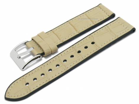 Watch strap 18mm beige silicone/leather alligator grain by EICHMLLER (width of buckle 18 mm) - Bild vergrern 