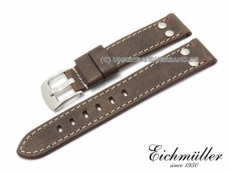 Watch strap 20mm dark brown calf`s leather vintage look by EICHMUELLER (width of buckle 18 mm) - Bild vergr��ern 