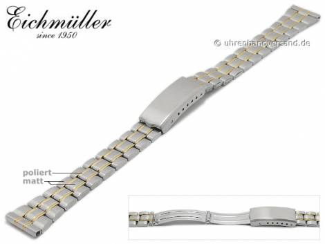 Watch band 14mm stainless steel dual tone partly polished elegant from Eichmueller - Bild vergrern 