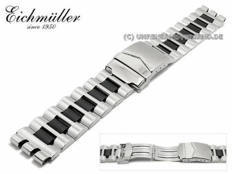 Watch strap 19mm stainless steel/synthetic dual tone silver/black for Swatch by EICHMUELLER - Bild vergr��ern 
