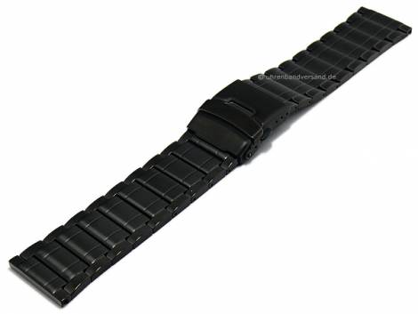 Watch strap 26mm black stainless steel solid partly polished with security clasp by EICHM�LLER - Bild vergr��ern 