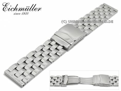 Watch strap 24mm silver stainless steel solid polished with security clasp by EICHMLLER - Bild vergrern 