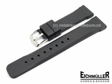 Sportband 24mm black caoutchouc smooth surface (width of buckle 22 mm) - Bild vergrern 