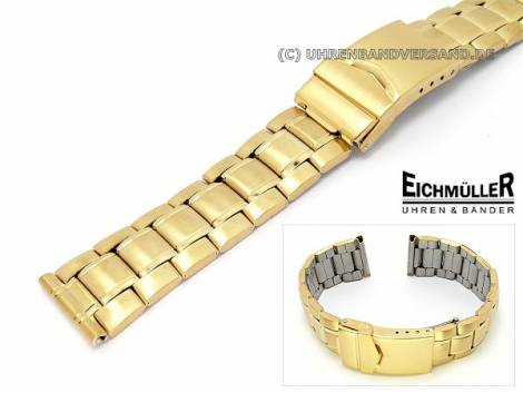 Watch band 20mm stainless steel golden partly polished from Eichmueller  - Bild vergrern 