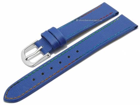 Watch strap -Kids- 14mm blue Nylon/textile multi-coloured stitching by EULIT (width of buckle 12 mm) - Bild vergrern 