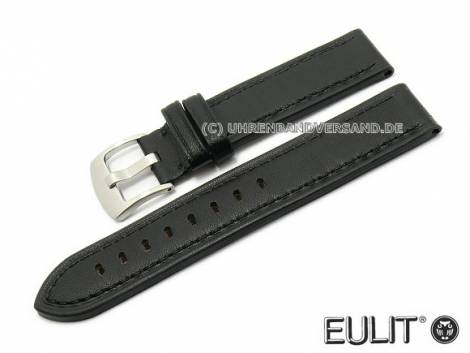 Watch strap -Highway- 20mm black leather grained by EULIT (width of buckle 20 mm) - Bild vergr��ern 