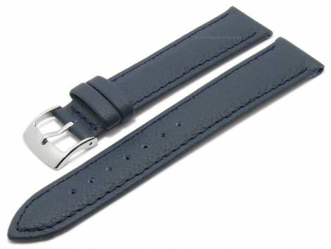 Watch strap -Fancy Classic- 22mm blue leather grained matt stitched by BARINGTON (width of buckle 20 mm) - Bild vergr��ern 