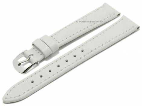 Watch strap -Kroko-Print- 14mm white leather croco grain stitched by BARINGTON (width of buckle 12 mm) - Bild vergrern 