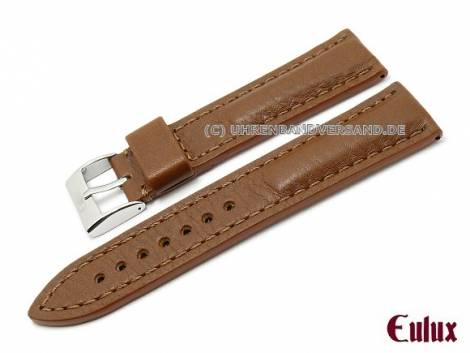 Watch strap -Samba- 20mm light brown leather grained by EULUX (width of buckle 18 mm) - Bild vergr��ern 