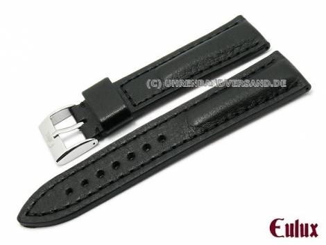 Watch strap -Samba- 18mm black leather grained by EULUX (width of buckle 16 mm) - Bild vergr��ern 