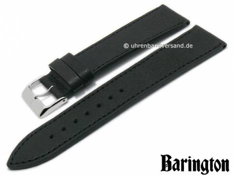 Watch strap -Bauhaus- 20mm black very soft leather grained matt stitched by BARINGTON (width of buckle 18 mm) - Bild vergrern 