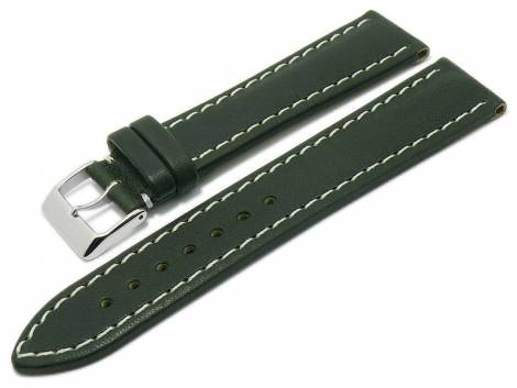 Watch strap -Chronomaster- 20mm dark green leather grained light stitching by BARINGTON (width of buckle 18 mm) - Bild vergr��ern 