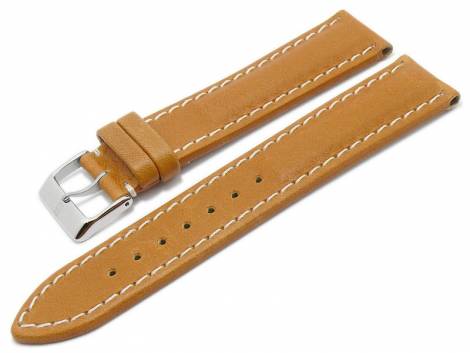 Watch strap XL -Chronomaster- 22mm light brown leather grained light stitching by BARINGTON (width of buckle 20 mm) - Bild vergr��ern 