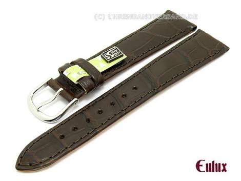 Well-crafted watch strap -Alligator Classic- 20mm d. brown genuine alligator by EULUX (width of buckle 16 mm) - EU only - Bild vergrern 