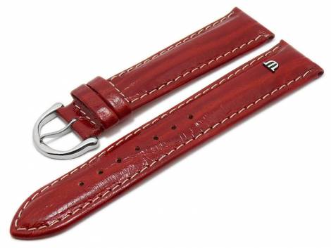 Watch strap original MAURICE LACROIX 20mm red leather smooth light stitching - Bild vergr��ern 
