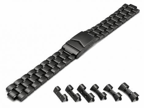 Watch strap 18-22mm stainless steel black multiple ends with security clasp by EULIT - Bild vergr��ern 