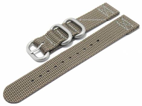 Watch strap -Cotton- 22mm taupe textile/nylon ZULU-style by FLUCO (width of buckle 22 mm) - Bild vergr��ern 