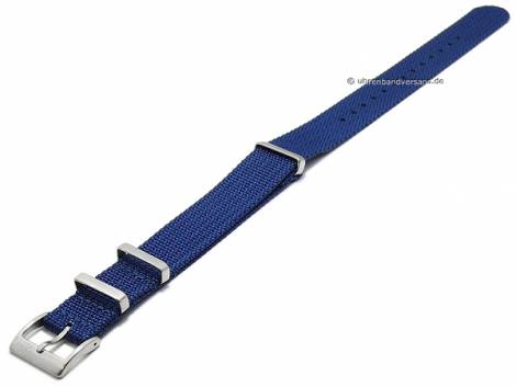 Watch strap -Field Cotton- 22mm dark blue textile/nylon one piece strap in NATO style by FLUCO (width of buckle 22 mm) - Bild vergr��ern 