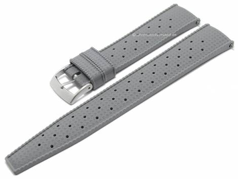 Watch strap -Tropic- 20mm pearl grey FKM caoutchouc with EASY-CLICK spring bars by FLUCO (width of buckle 18 mm) - Bild vergrern 