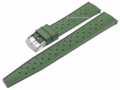Watch strap -Tropic- 22mm green FKM caoutchouc with EASY-CLICK spring bars by FLUCO (width of buckle 20 mm) - Bild vergr��ern 