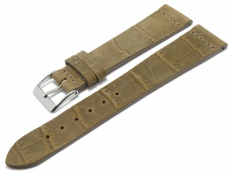 Watch strap -Dakar- 22mm beige nubuck leather vintage alligator grain MADE IN GERMANY by FLUCO (width of buckle 20 mm) - Bild vergr��ern 