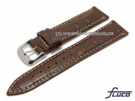 Watch strap -Da Vinci- 22mm dark brown leather alligator grain by FLUCO (width of buckle 18 mm) - Bild vergr��ern 