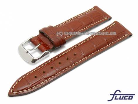 Watch strap -Da Vinci- 18mm red brown leather alligator grain by FLUCO (width of buckle 16 mm) - Bild vergr��ern 