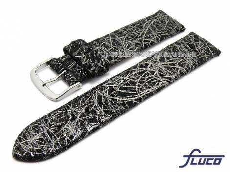 Watch strap -Space- 16mm black/silver leather fashion look by FLUCO (width of buckle 16 mm) - Bild vergr��ern 