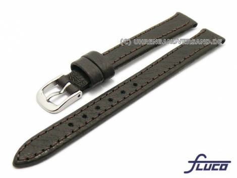 Watch strap -Pig- 10mm dark brown pig leather grained by FLUCO (width of buckle 09 mm) - Bild vergr��ern 