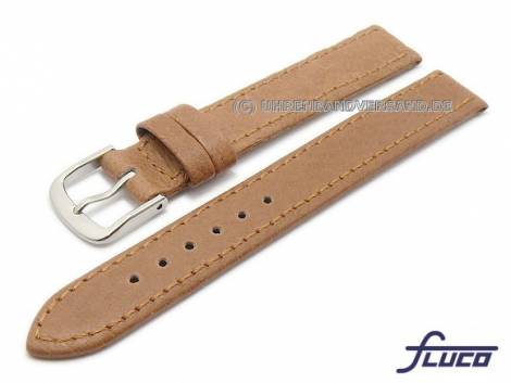 Watch strap -Pig- 14mm light brown pig leather grained by FLUCO (width of buckle 14 mm) - Bild vergr��ern 