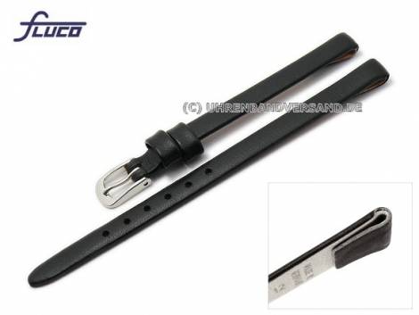 Watch band -Diamond- 06mm for fixed bars black smooth surface by Fluco (width of buckle 06 mm) - Bild vergr��ern 