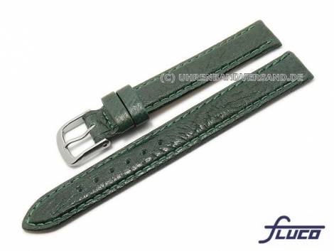 Watch strap -Record- 12mm dark green leather grained by FLUCO (width of buckle 12 mm) - Bild vergr��ern 