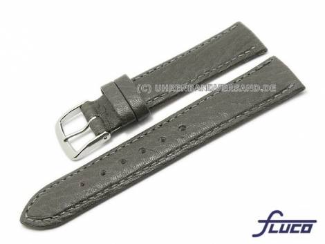 Watch strap XS -Record- 18mm grey leather grained by FLUCO (width of buckle 16 mm) - Bild vergr��ern 