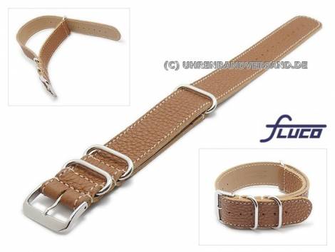 Watch band -Nato Special- 22mm light brown natural shrunken leather one piece band by Fluco - Bild vergr��ern 