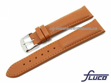 Watch band -Chrono - VIP- 18mm light brown smooth surface by Fluco (width of buckle 16 mm) - Bild vergr��ern 