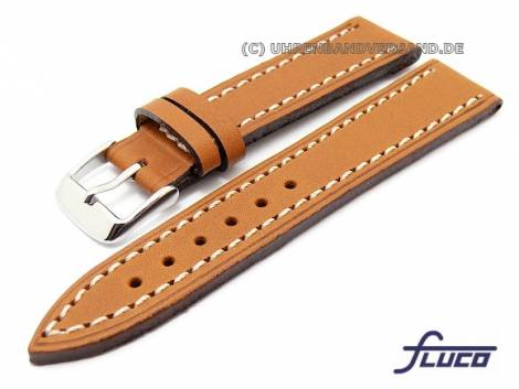 Watch band -Touareg- 18mm light brown real leather very robust light contrast stitching Fluco (width of buckle 16 mm) - Bild vergr��ern 