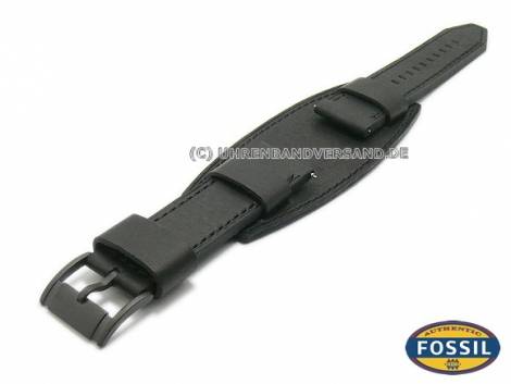 Watch strap original replacement FOSSIL 22mm black with leather pad for JR1364 Trend - Bild vergr��ern 