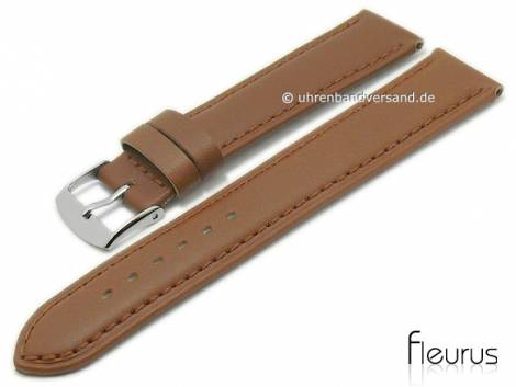 Watch strap -Natura Lisse- 18mm light brown leather titanium tanned stitched by FLEURUS (width of buckle 16 mm) - Bild vergrern 