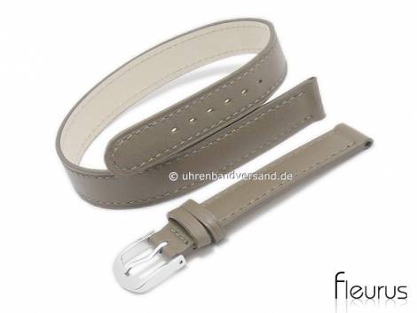 Watch strap 12mm grey-brown leather smooth stitched wrap-around strap by FLEURUS (width of buckle 12 mm) - Bild vergr��ern 