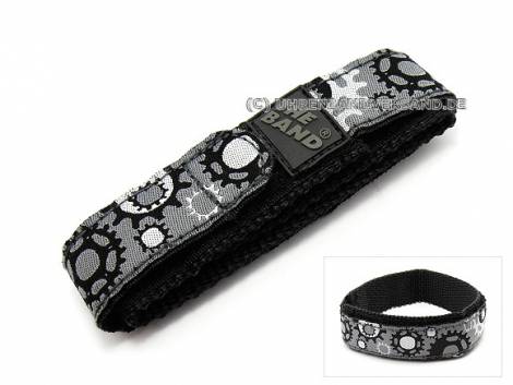 Hook and loop watch band 20mm -Cogs TEXTILE- grey and black - Bild vergr��ern 