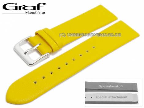 Watch strap -Kopenhagen- 20mm yellow leather special lug ends for screwed casings by GRAF (width of buckle 18 mm) - Bild vergrern 