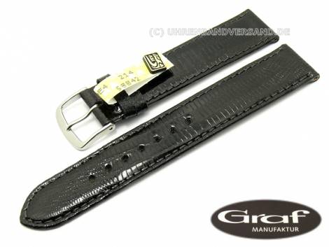 Well-crafted watch strap -Brazil- 17mm black genuine teju lizard glossy by GRAF (width of buckle 16 mm) - EU ONLY - Bild vergrern 